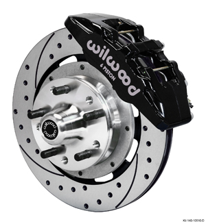 Wilwood Dynapro 6 Big Brake Front Brake Kit (Hub) - Black Powder Coat Caliper - SRP Drilled & Slotted Rotor