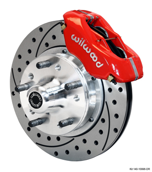 Wilwood Forged Dynalite Pro Series Front Brake Kit - Red Powder Coat Caliper - SRP Drilled & Slotted Rotor