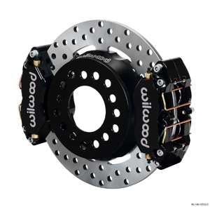 Wilwood Dynapro Dual SA Lug Drive Dynamic Rear Drag Brake Kit - Black Powder Coat Caliper - Drilled Rotor