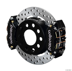 Wilwood Dynapro Dual SA Lug Drive Dynamic Rear Drag Brake Kit - Black Powder Coat Caliper - Drilled Rotor