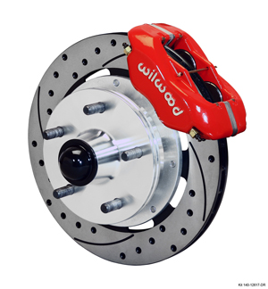 Wilwood Forged Dynalite Pro Series Front Brake Kit - Red Powder Coat Caliper - SRP Drilled & Slotted Rotor