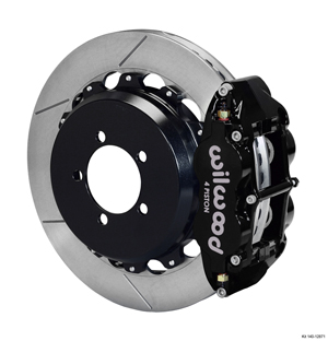 Wilwood Forged Narrow Superlite 4R Big Brake Rear Brake Kit For OE Parking Brake - Black Powder Coat Caliper - GT Slotted Rotor