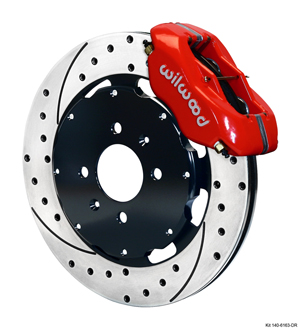 Wilwood Forged Dynalite Big Brake Front Brake Kit (Hat) - Red Powder Coat Caliper - SRP Drilled & Slotted Rotor