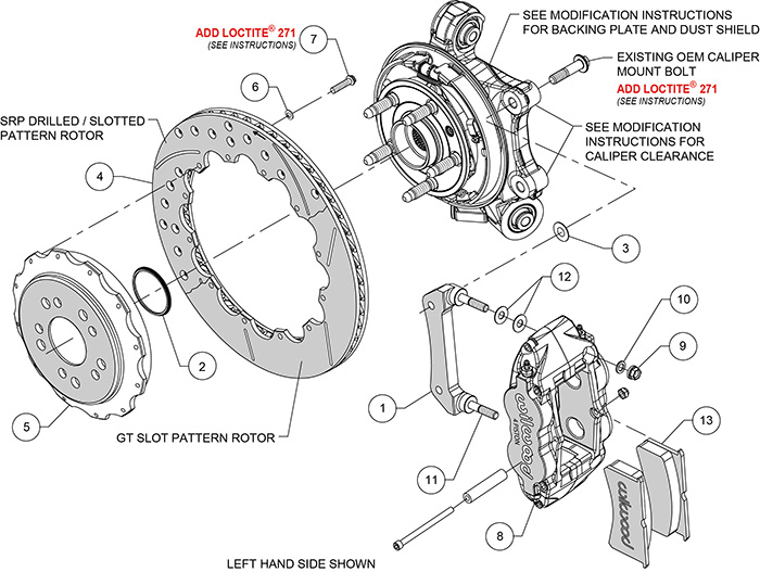 Forged Narrow Superlite 4R Big Brake Rear Kit Assembly Schematic