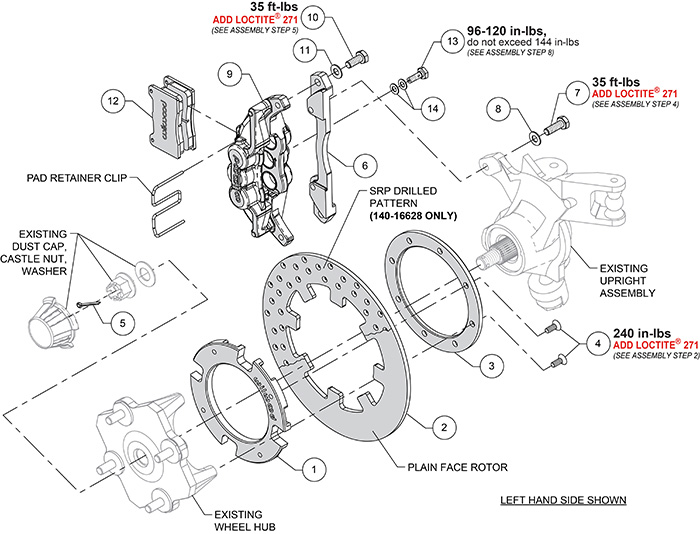 UTV6 Front Brake Kit (Race) Assembly Schematic