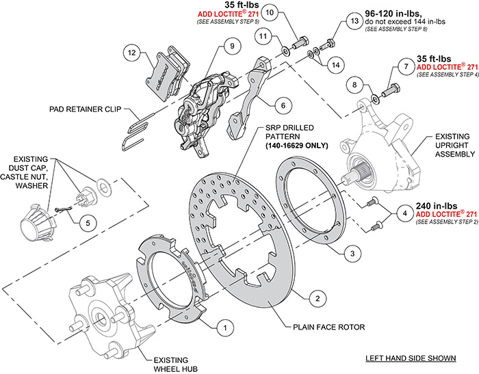 UTV4 Rear Brake Kit Assembly Schematic