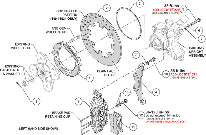 UTV6 Rear Brake Kit Assembly Schematic