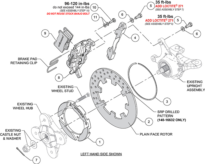 UTV6 Front Brake Kit Assembly Schematic