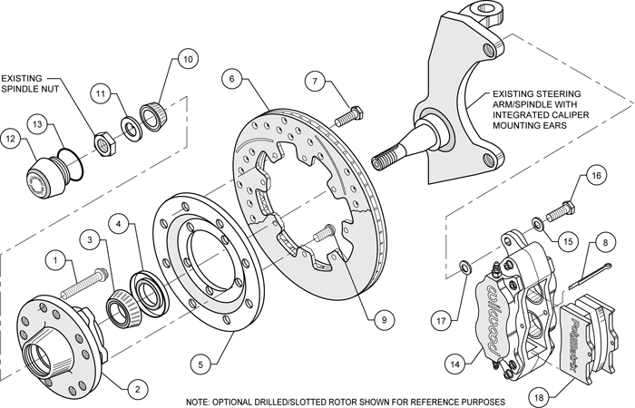 Forged Dynalite Big Brake Front Brake Kit (Hub) Assembly Schematic
