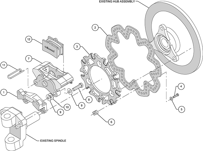 GP320 Sprint Left Front Brake Kit Assembly Schematic