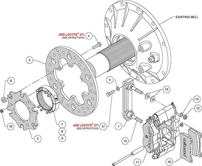 Billet Narrow Dynalite Radial Mount Midget Inboard Brake Kit Assembly Schematic
