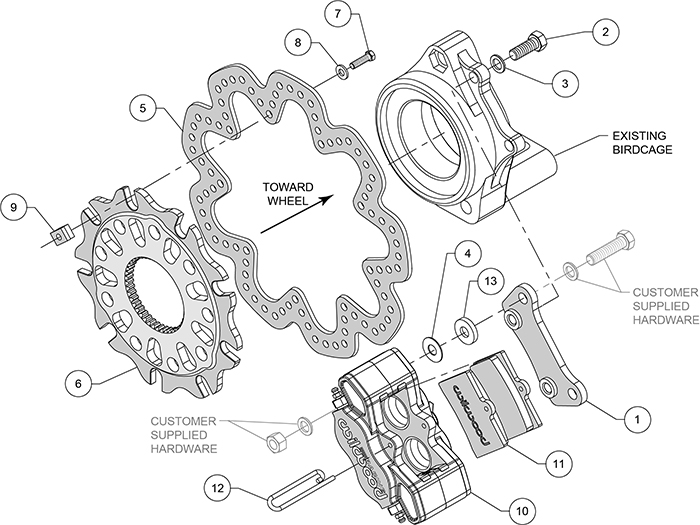 GP320 Sprint Right Rear Brake Kit Assembly Schematic