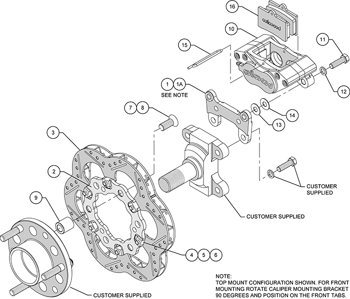 GP320 Midget Front Brake Kit Assembly Schematic