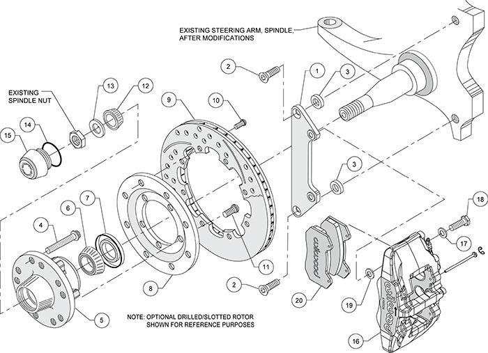 Forged Dynapro 6 Big Brake Front Brake Kit (Hub) Assembly Schematic