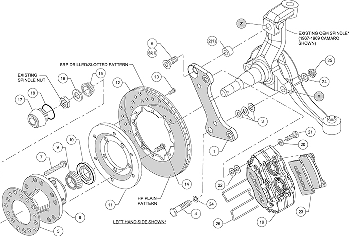 Dynapro Dust-Boot Pro Series Front Brake Kit Assembly Schematic
