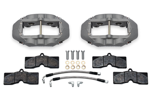 Wilwood D8-4 Rear Replacement Caliper Kit Parts Laid Out - Type III Anodize Caliper