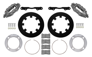 Wilwood UTV6 Front Brake Kit (Race) Parts Laid Out - Type III Anodize Caliper - Plain Face Rotor