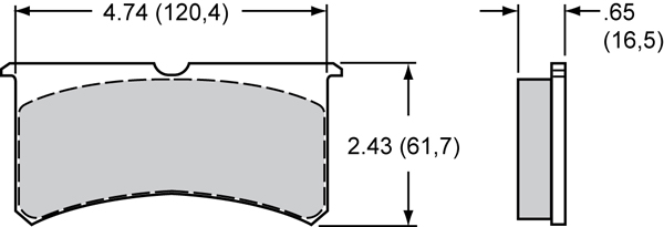 Pad Dimensions for the Forged Narrow Superlite 6 Radial MT-Quick-Silver