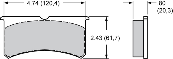 Pad Dimensions for the Forged Superlite 4 Radial MT-Quick-Silver