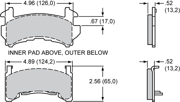 Pad Dimensions for the GM-Metric Single Piston Floater