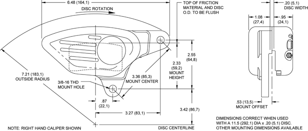 Dimensions for the GP300 Motorcycle Rear (1984-1999)