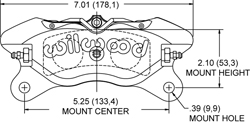 Dimensions for the Dynapro Lug Mount Low-Profile