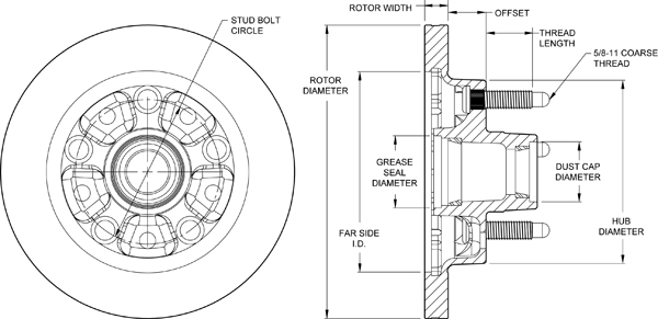 HP Modified Hub & Rotor Dimension Diagram