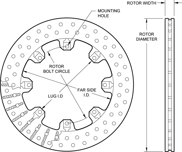 Ulltralite 32 Vane Rotor Drilled Dimension Diagram