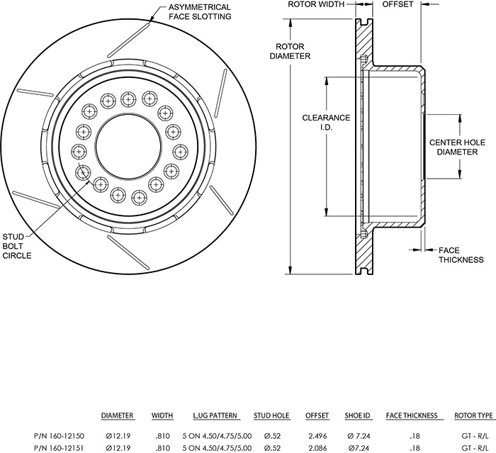 Ultralite HPS 32 Vane Rotor & Hat Dimension Diagram