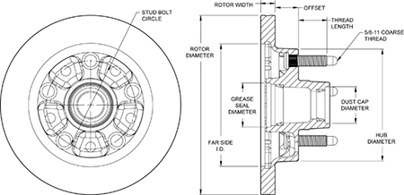 HP Modified Hub & Rotor Dimension Diagram