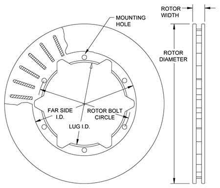 Ultralite 30 Vane Rotor Dimension Diagram