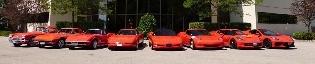 Ontario Corvette Club Photo Shoot C1 through C8 Red Corvettes