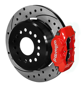 Wilwood Forged Dynalite Rear Parking Brake Kit - Red Powder Coat Caliper - SRP Drilled & Slotted Rotor