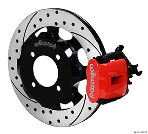 Wilwood Combination Parking Brake Caliper Rear Brake Kit - Red Powder Coat Caliper - SRP Drilled & Slotted Rotor