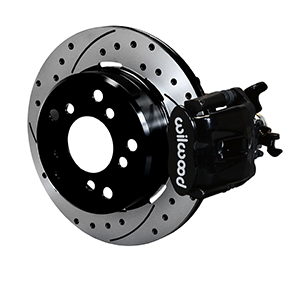 Wilwood Combination Parking Brake Caliper 1Pc Rotor Rear Brake Kit - Black Powder Coat Caliper - SRP Drilled & Slotted Rotor
