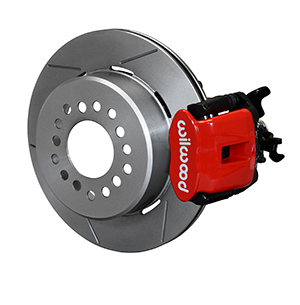 Wilwood Combination Parking Brake Caliper 1Pc Rotor Rear Brake Kit - Red Powder Coat Caliper - GT Slotted Rotor