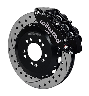 Wilwood Forged Narrow Superlite 6R Big Brake Front Brake Kit (Hat) - Black Powder Coat Caliper - SRP Drilled & Slotted Rotor