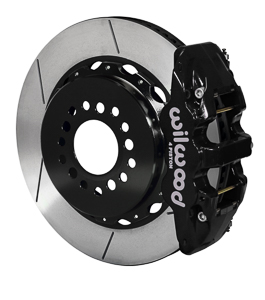 Wilwood AERO4 Big Brake Rear Brake Kit For OE Parking Brake - Black Powder Coat Caliper - GT Slotted Rotor