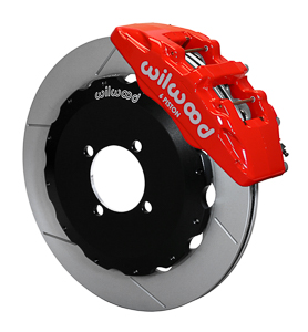 Wilwood Forged Dynapro 6 Big Brake Front Brake Kit (Hat) - Red Powder Coat Caliper - GT Slotted Rotor