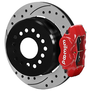 Wilwood Forged Dynalite Rear Parking Brake Kit - Red Powder Coat Caliper - SRP Drilled & Slotted Rotor