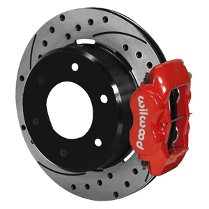 Wilwood Forged Dynalite Rear Parking Brake Kit (6 x 5.50 Rotor) - Red Powder Coat Caliper - SRP Drilled & Slotted Rotor