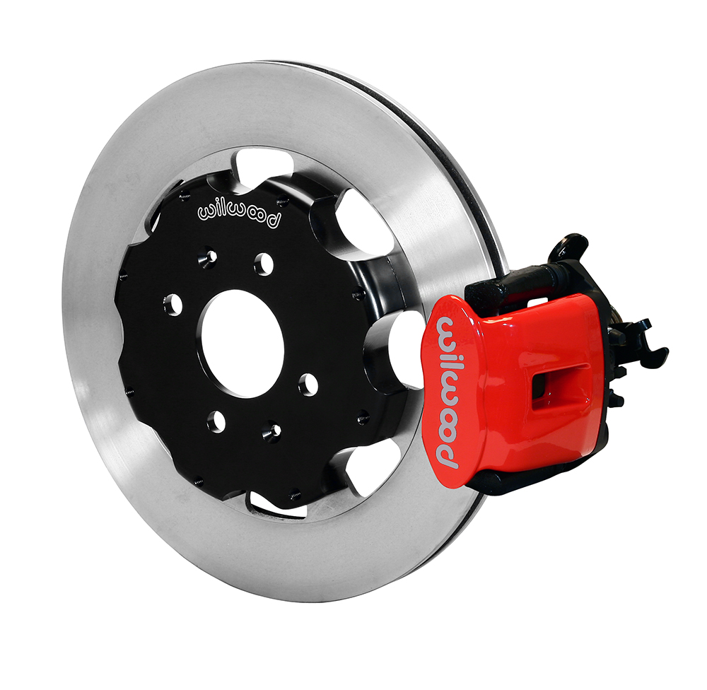 Wilwood Combination Parking Brake Caliper Rear Brake Kit - Red Powder Coat Caliper - Plain Face Rotor