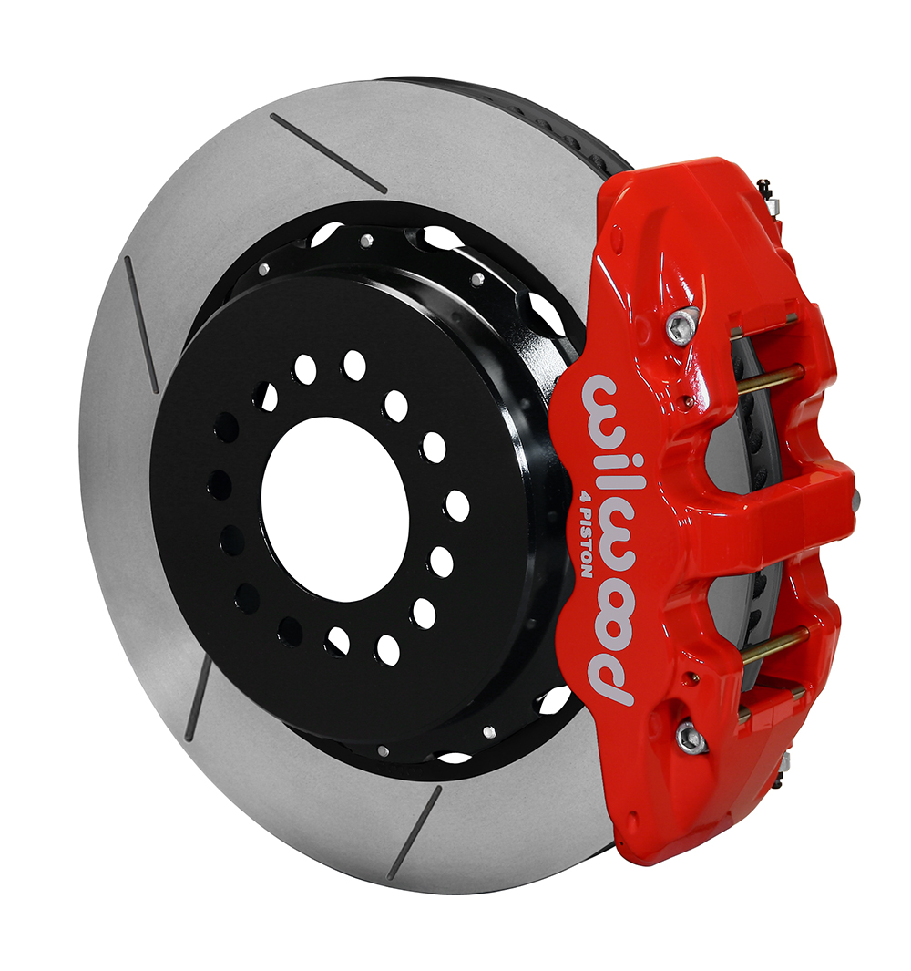 Wilwood AERO4 Big Brake Rear Parking Brake Kit - Red Powder Coat Caliper - GT Slotted Rotor