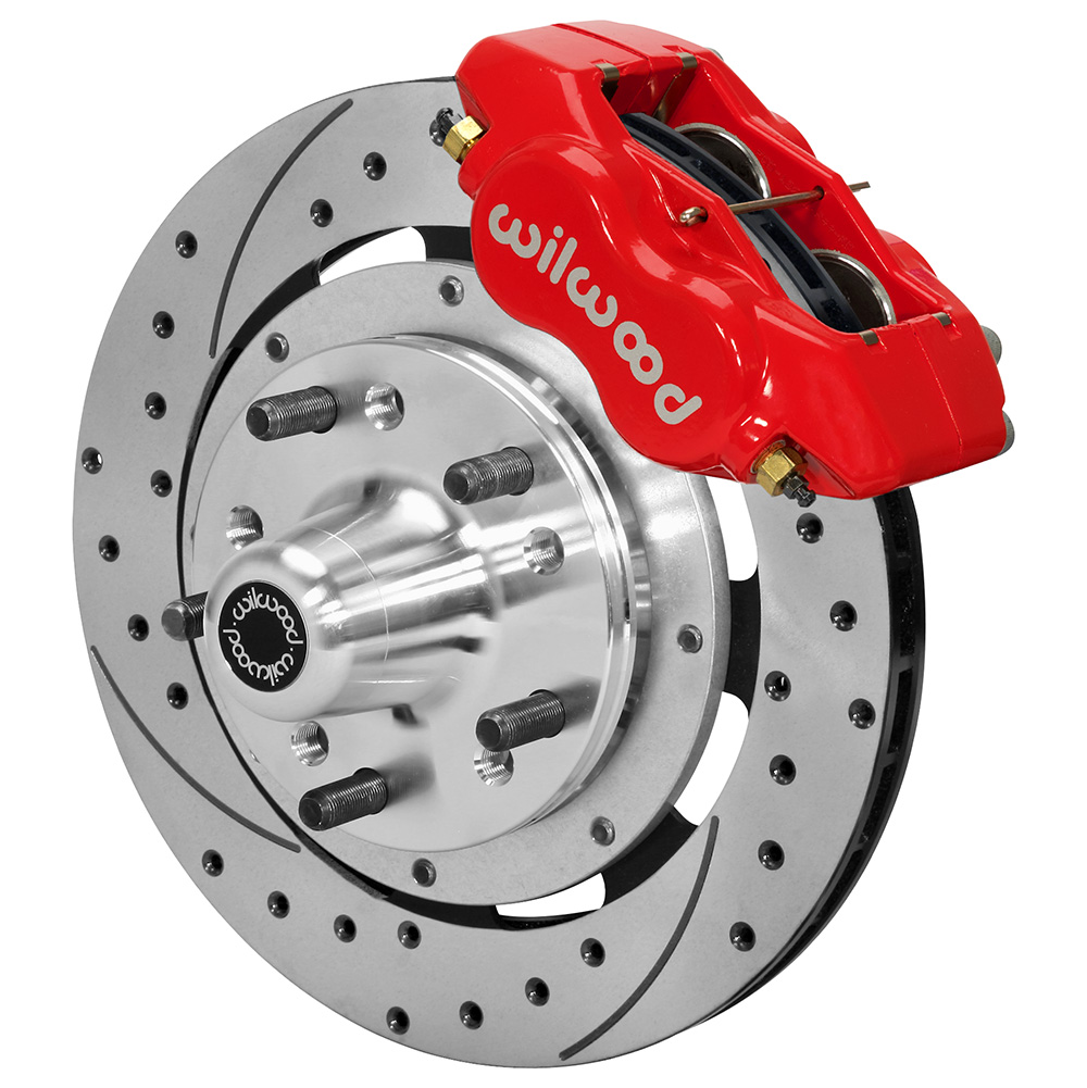Wilwood Forged Dynalite Pro Series Front Brake Kit - Red Powder Coat Caliper - SRP Drilled & Slotted Rotor