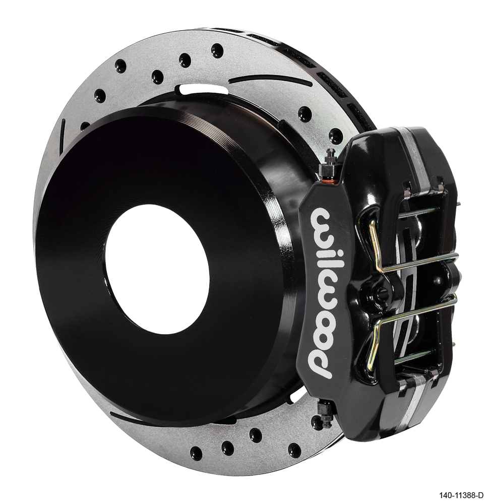 Wilwood Forged Dynapro Low-Profile Rear Parking Brake Kit - Black Powder Coat Caliper - SRP Drilled & Slotted Rotor