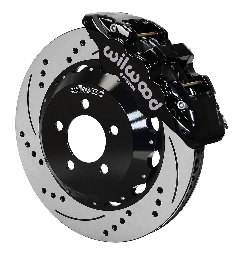 Wilwood AERO6 Big Brake Front Brake Kit - Black Powder Coat Caliper - SRP Drilled & Slotted Rotor