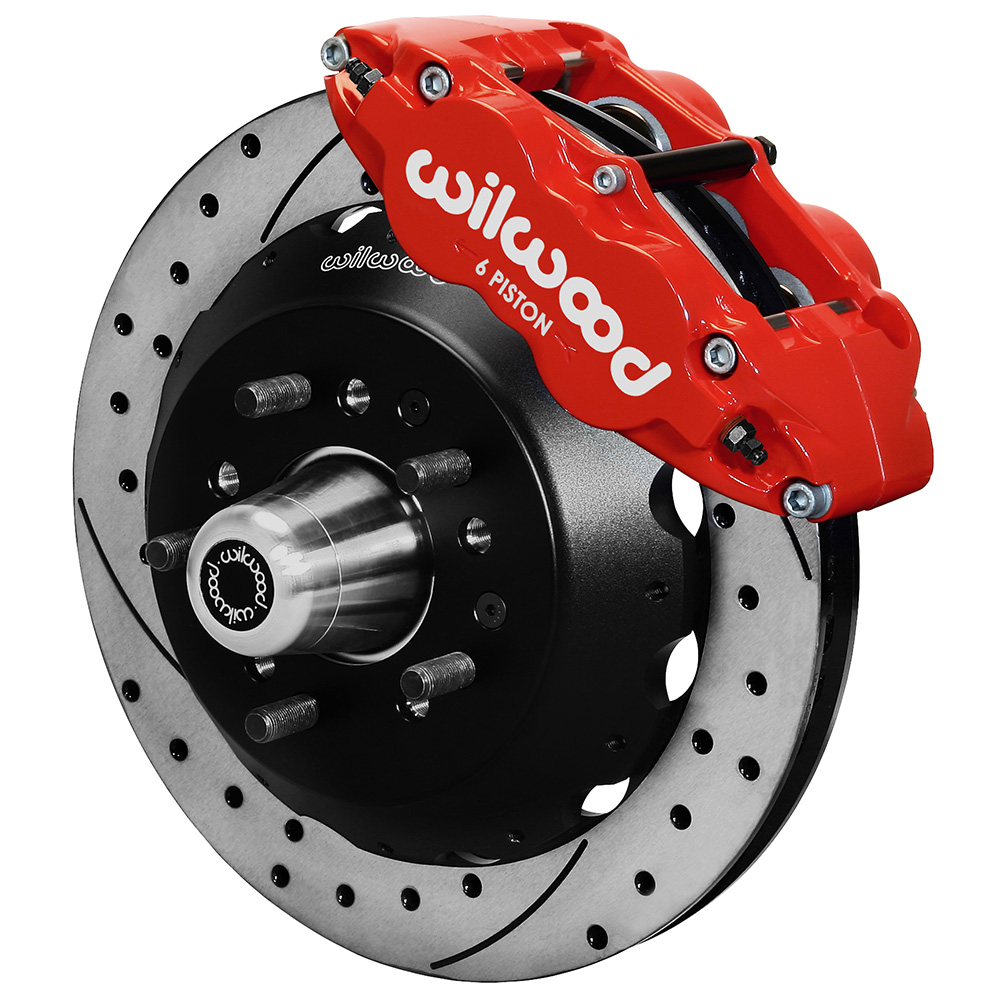 Wilwood Forged Narrow Superlite 6R Big Brake Front Brake Kit (Hub) - Red Powder Coat Caliper - SRP Drilled & Slotted Rotor