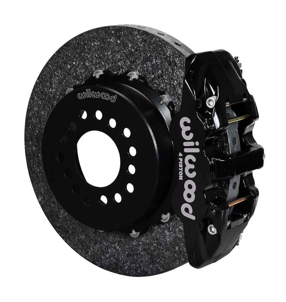 Wilwood AERO4 WCCB Carbon-Ceramic Big Brake Rear Parking Brake Kit - Black Powder Coat Caliper - Plain Face Rotor