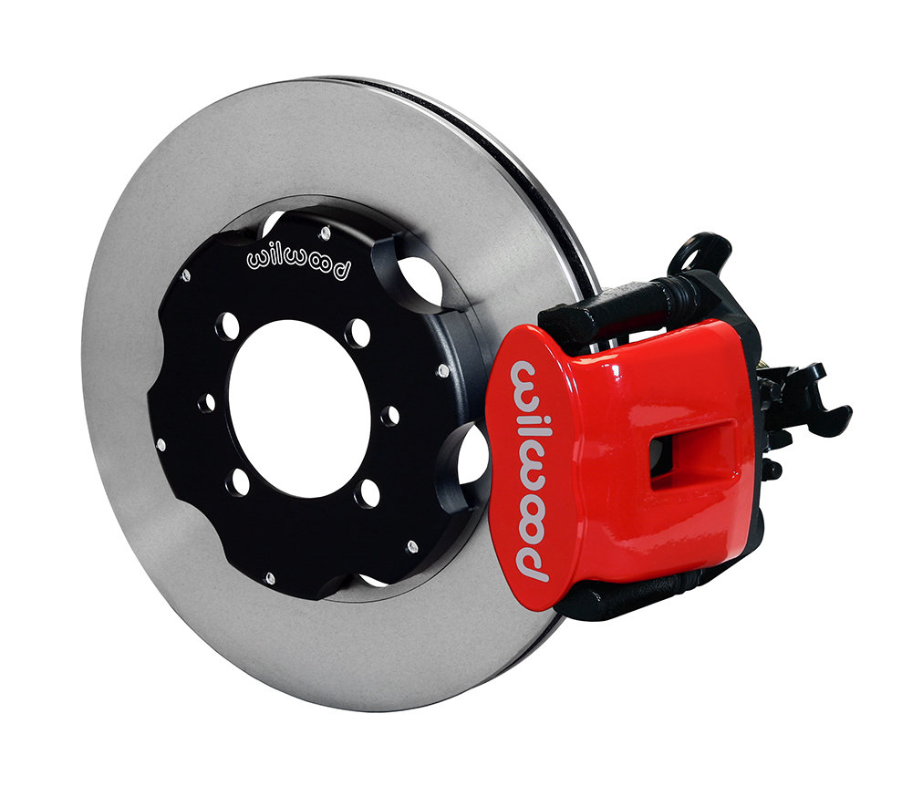 Wilwood Combination Parking Brake Caliper Rear Brake Kit - Red Powder Coat Caliper - Plain Face Rotor