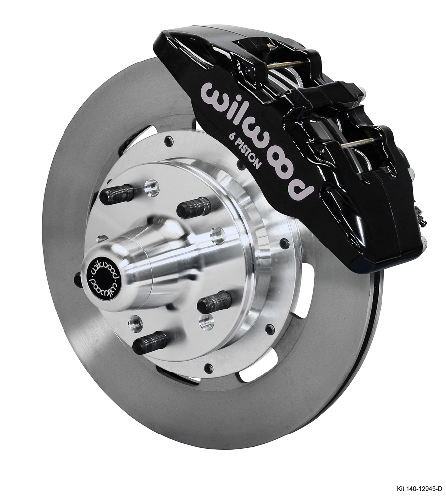 Wilwood Forged Dynapro 6 Big Brake Front Brake Kit (Hub) - Black Powder Coat Caliper - Plain Face Rotor